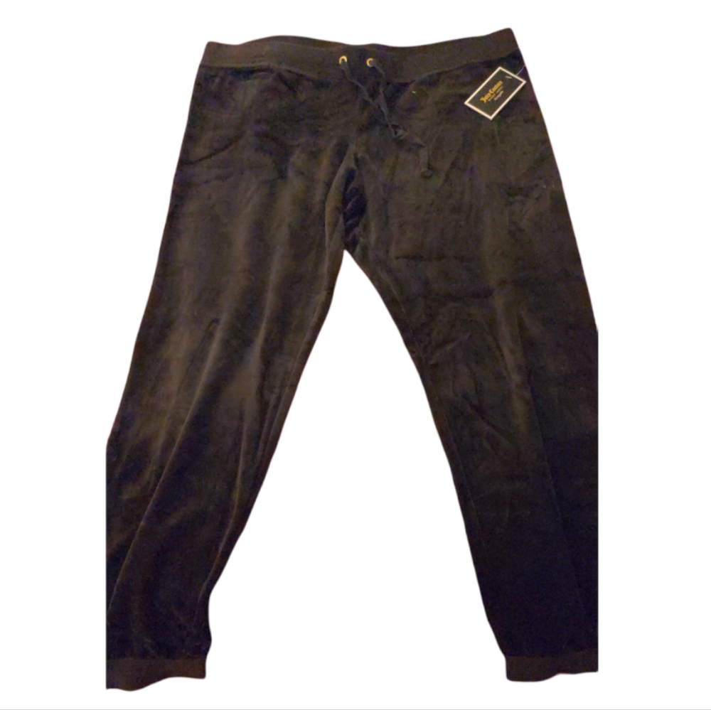 Juicy Couture black velour Zuma sweat pants NWT large